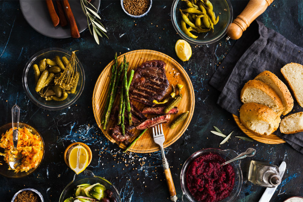 BBQ beef steak with vegetables