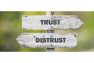 Opposite signs with trust and distrust on them