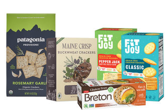 Crackers from Moonshot, Patagonia provisions, Maine Crisp and FitJoy